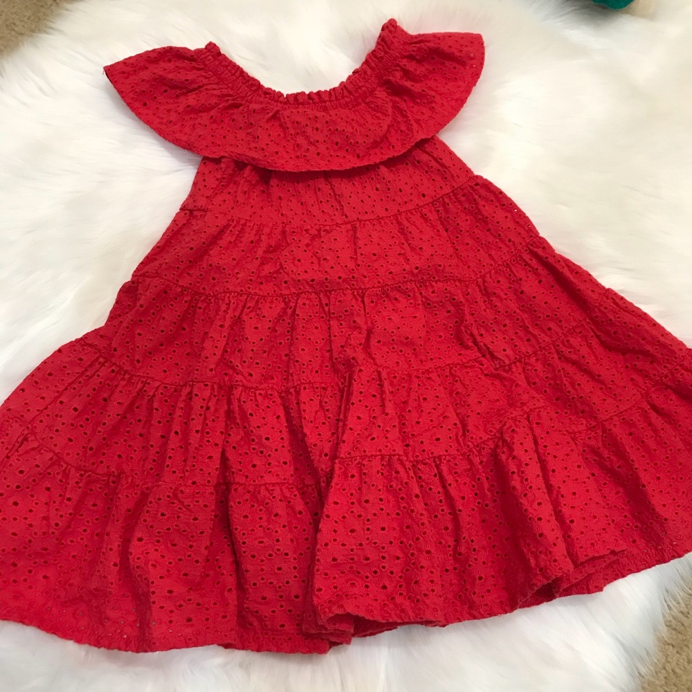Girls Eyelet Off Shoulder Dress